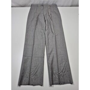 VTG John Alexander Dress Pants Mens 38x36 Gray Wool Pleated Classic Fit Unhemmed